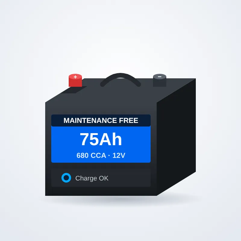 Maintenance-free car battery 75Ah 680CCA